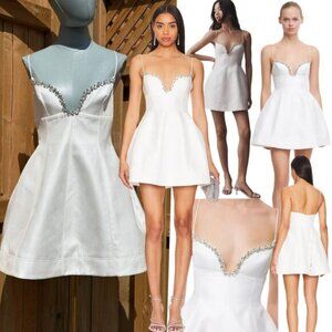 🆕 ACLER 🧿 NWT Oakwood Crystal Embellished Crepe Mini, Ivory -  Sz AU 10 US 6